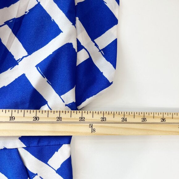 Eliza J Blue Trellis Print Pleated Dress Pockets Business Cocktail Size 18W - Picture 7 of 9